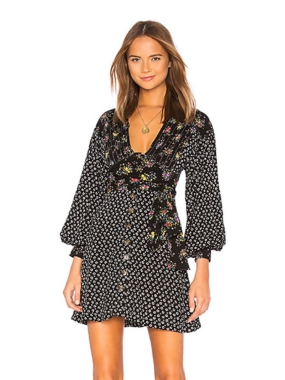 Free People Wonderland Print Dress With Mixed Patterns